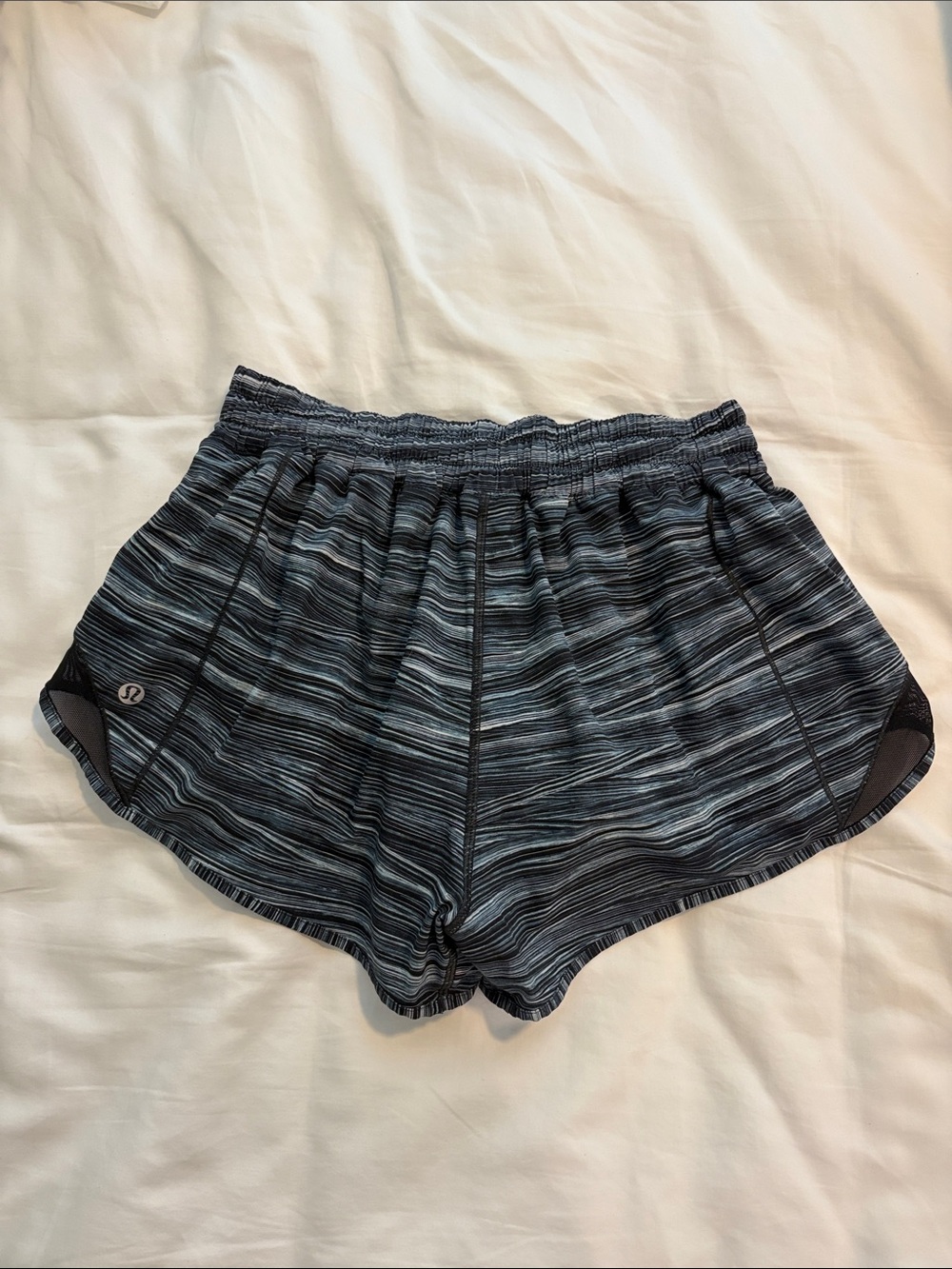 lululemon athletica Black and Gray Striped Running Shorts